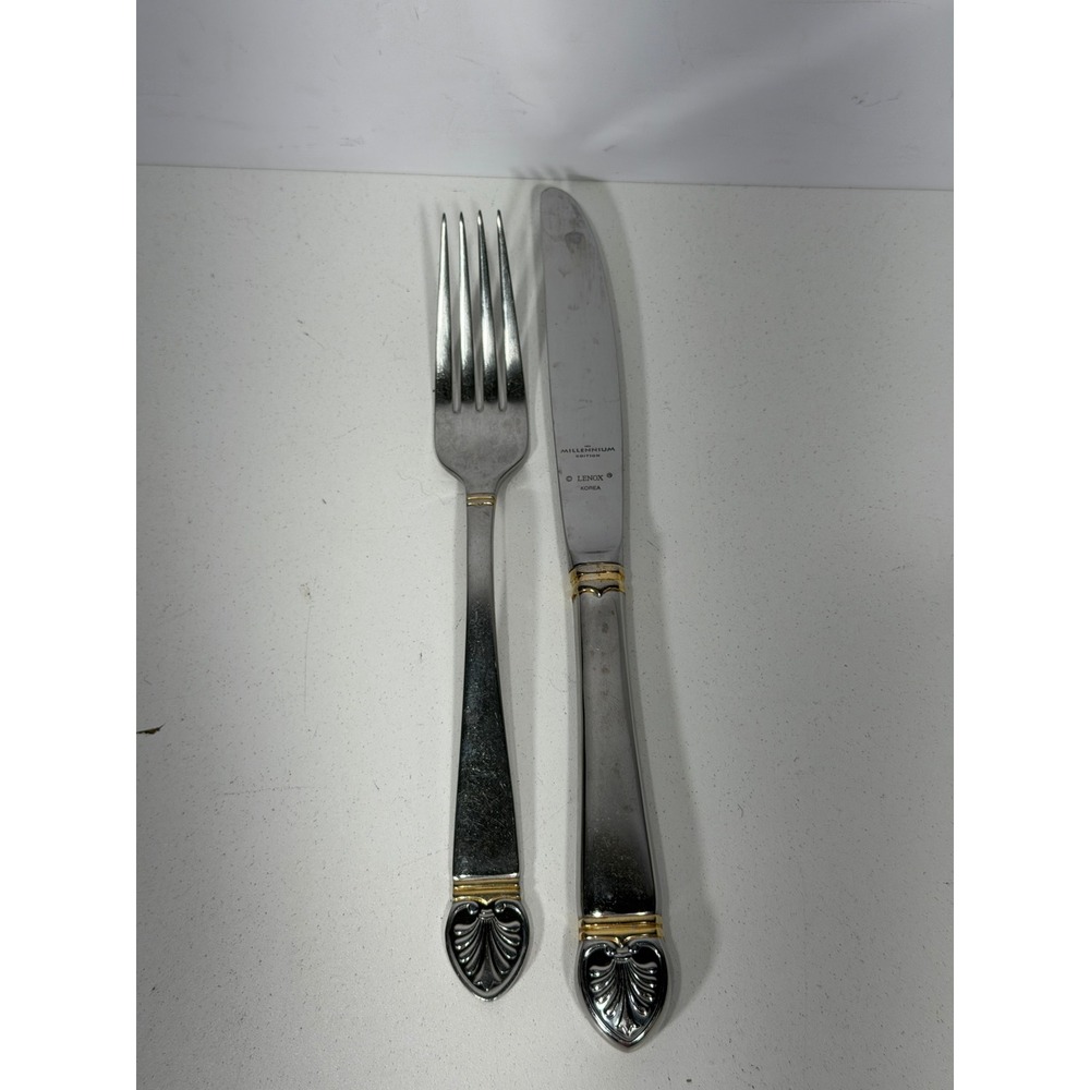 Lenox Millennium Edition 18/8 Stainless Gold Accent Dinner Fork and Knife Set